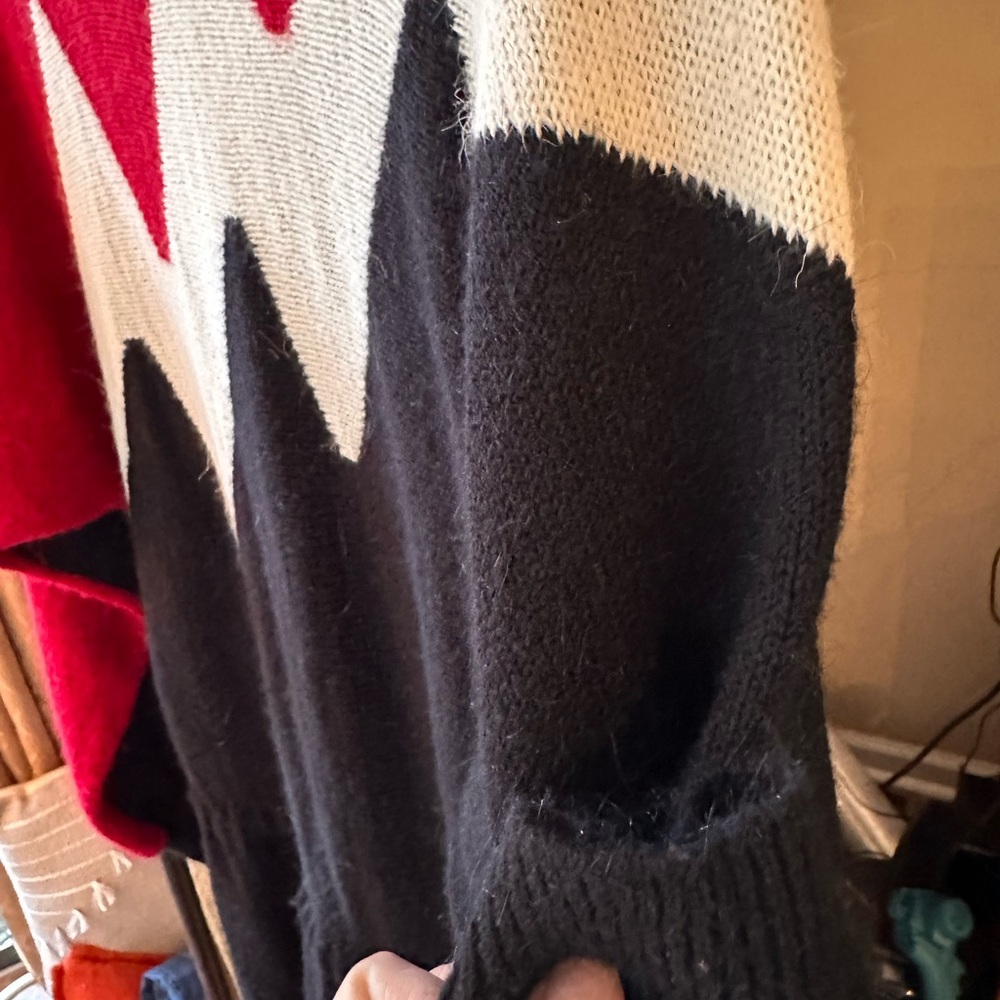 Vintage Sweater Dress -Plaza South - Stylish Black, Red and White Sweater Dress